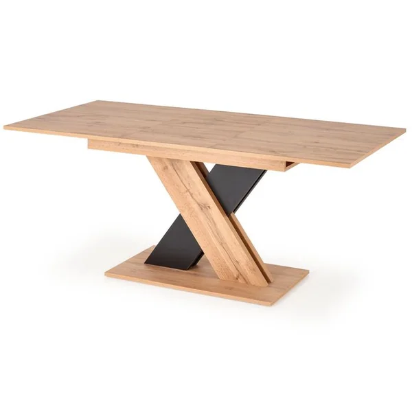 MSO Table De Salle à Manger Extensible Avec Pied Central Bicolore Et Plateau Aspect Chêne Apodis