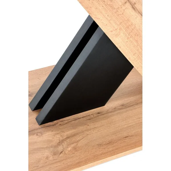 MSO Table De Salle à Manger Extensible Avec Pied Central Bicolore Et Plateau Aspect Chêne Apodis
