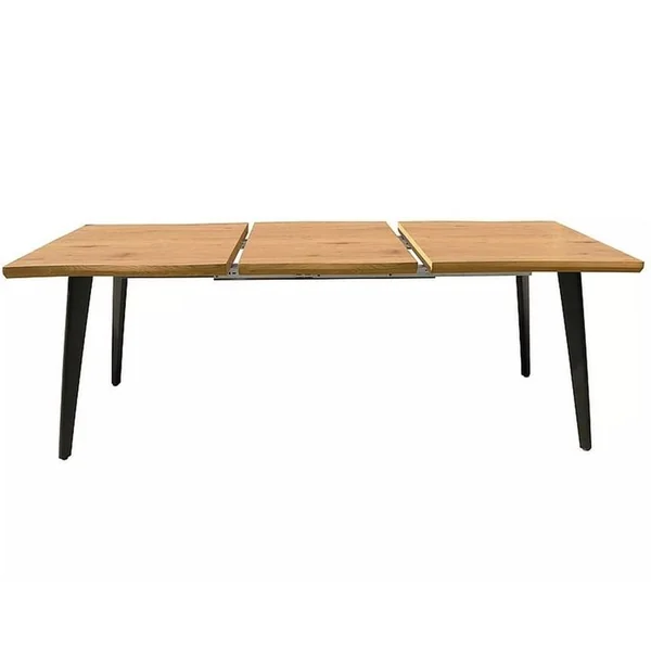 MSO Table Design Extensible Métal Noir Et Chêne Vernis 150cm Meno