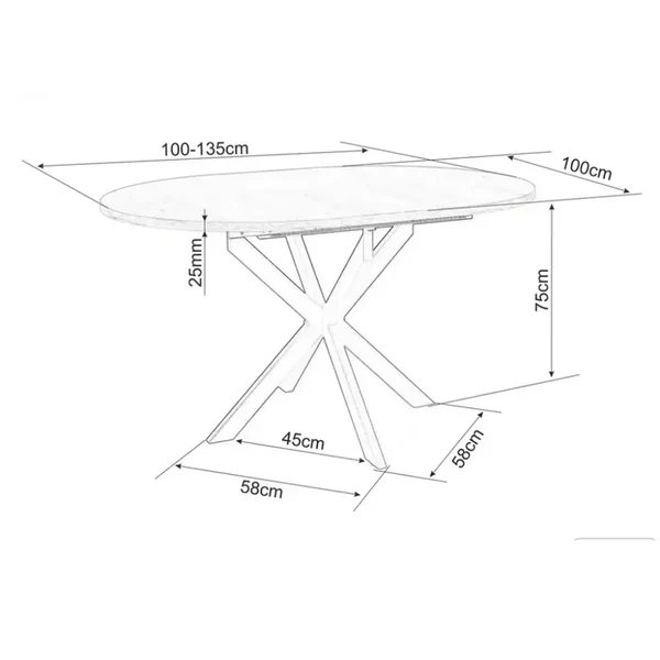 MSO Table Ronde Extensible Céramique Noire 6 Personnes Pied Métal Milanoz3