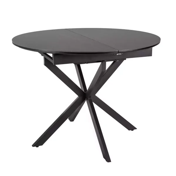 MSO Table Ronde Extensible Céramique Noire 6 Personnes Pied Métal Milanoz3