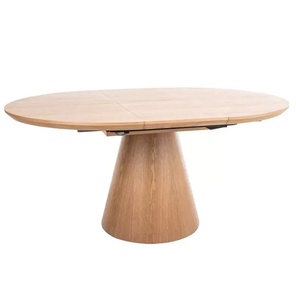MSO Table Ronde Extensible De 120 Cm Chêne Naturel Avec Pied En Chêne Sorin