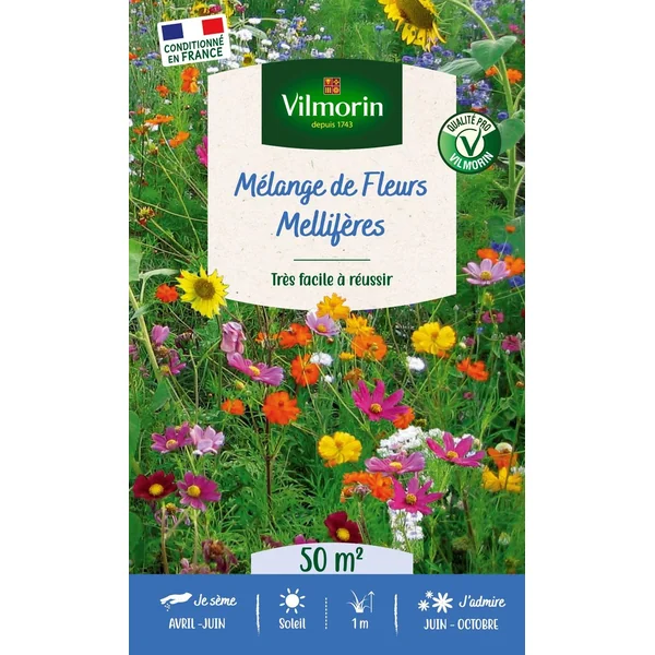 Mélange de fleurs 50 m² mellifère coloris multicolore Vilmorin jardin - 11,5 x 4,35 x 19 cm