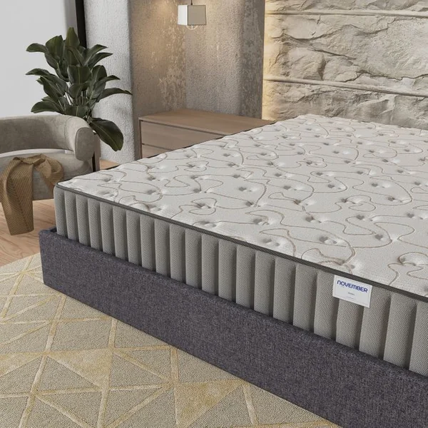 NOVEMBER SLEEP Ensemble 120x190 cm, Lit coffre + Matelas mousse, ép.16cm, accueil mémoire de forme
