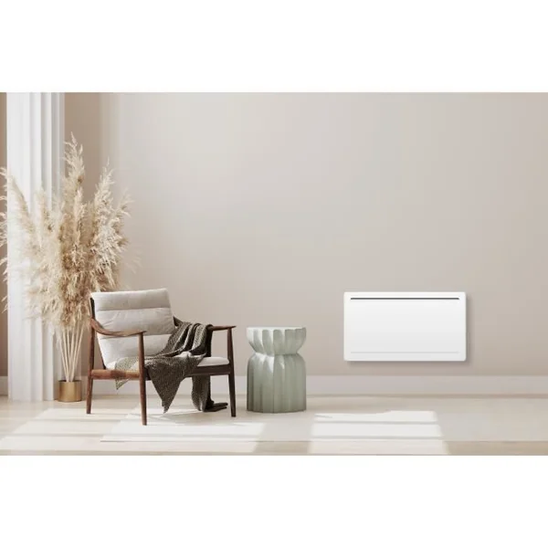 OCEANIC Radiateur Électrique Fixe À Inertie Sèche Céramique 1500w Rubis - Design Galbé - Blanc - Nf