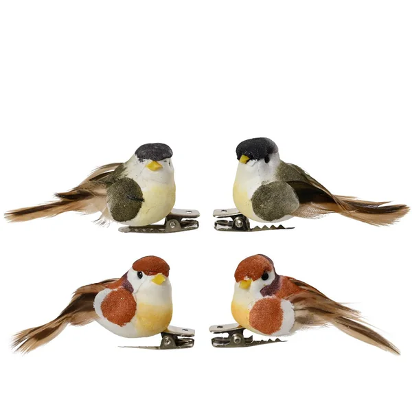 Oiseau en plume coloré sur clip - 2 x 5,5 x 2,5 cm