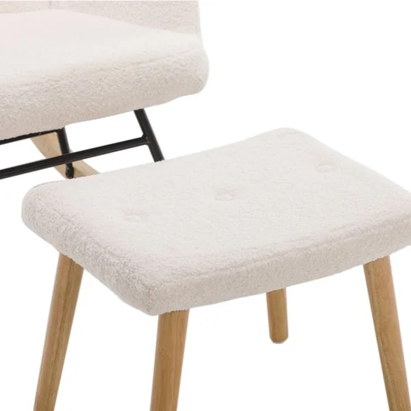 OKWISH Fauteuil à Bascule Blanc Confortable, Fauteuil à Bascule En Peluche Avec Appui-tête Et Repose-pieds