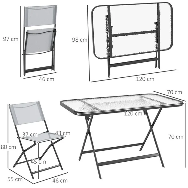 OUTSUNNY Ensemble Salon De Jardin 5 Pièces Pliables 4 Chaises Et Table
