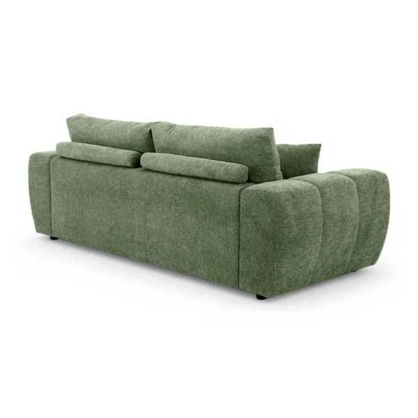 OVIALA Canapé Droit 3 Places Vert L 238 Cm Tissu Bubble