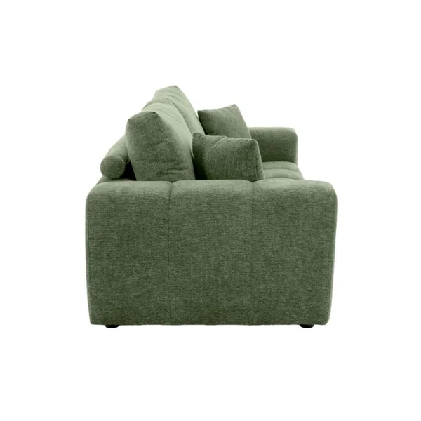 OVIALA Canapé Droit 3 Places Vert L 238 Cm Tissu Bubble