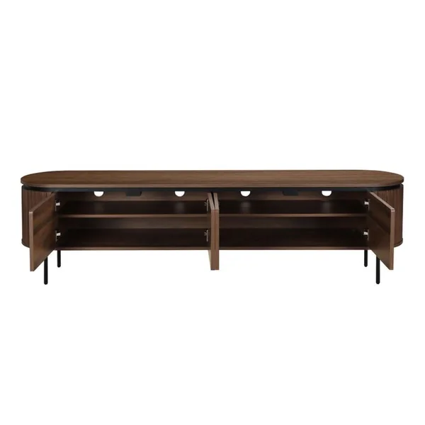 OVIALA Meuble TV Rectangulaire 2 Portes L200 Cm Effet Bois Foncé Hemera