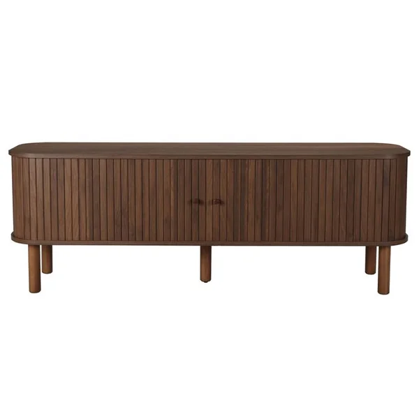 OVIALA Meuble TV Scandinave Rectangulaire 2 Portes L150 Cm Effet Bois Foncé