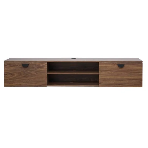 OVIALA Meuble TV Suspendu 160 Cm Industriel Bois Foncé Jessy