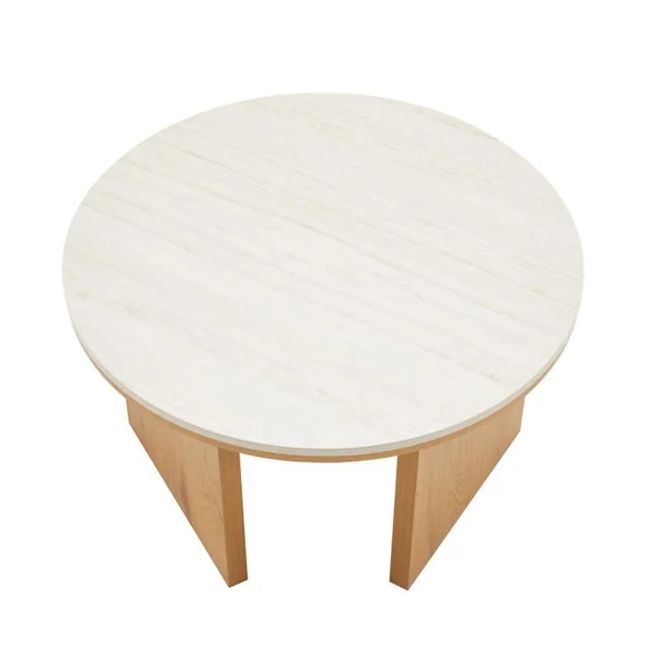 OVIALA Table Basse Effet Bois Ronde Diam 80 Cm Bois Clair Bonny