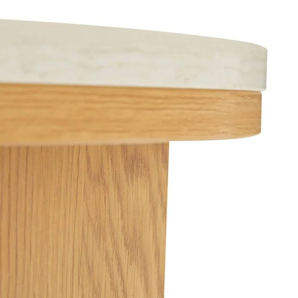 OVIALA Table Basse Effet Bois Ronde Diam 80 Cm Bois Clair Bonny