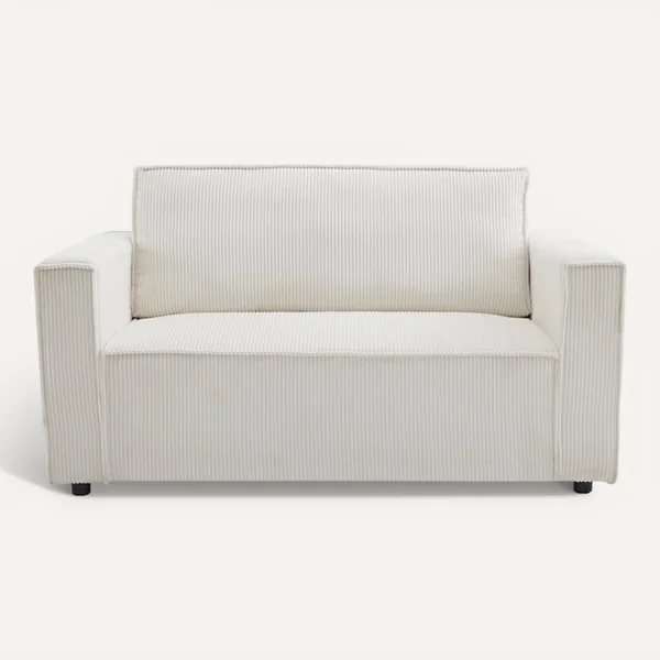 PALOZI SOFA Canapé Droit Convertible En Velours Côtelé "grenelle" - 2 Places - Beige