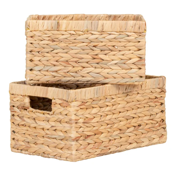 Panier de rangement déco en jacinthe d'eau avec poignées (lot de 2)