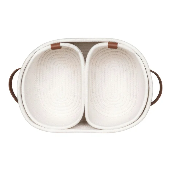 Panier de rangement en coton avec poignées marron (lot de 3)