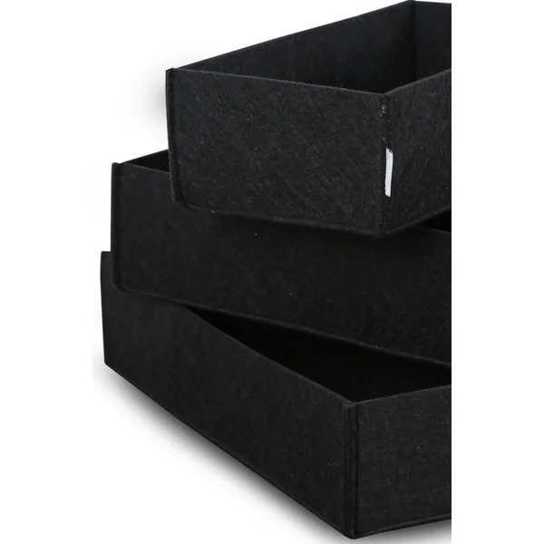 Panier de rangement noir en feutrine – lot de 3 tailles