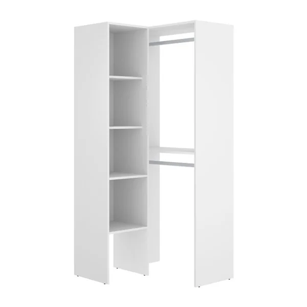 PEGANE Armoire Dressing D'angle En Panneaux De Particules Mélaminés Coloris Blanc