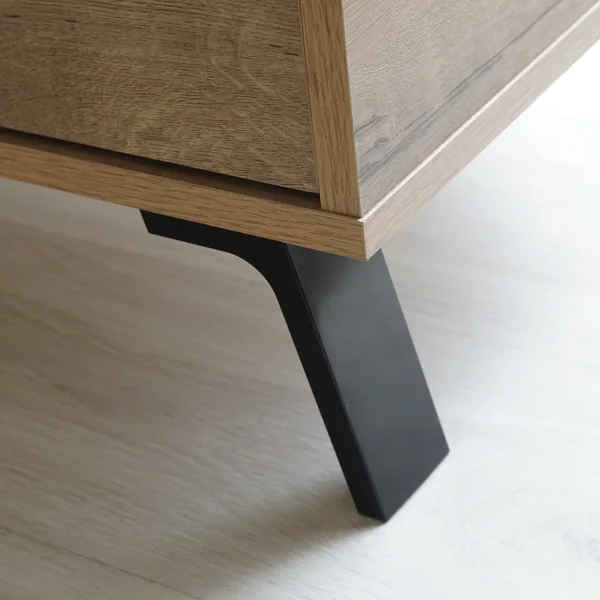 PEGANE Buffet Meuble De Rangement 2 Portes Coulissantes Et 4 Compartiments Coloris Chêne Doré