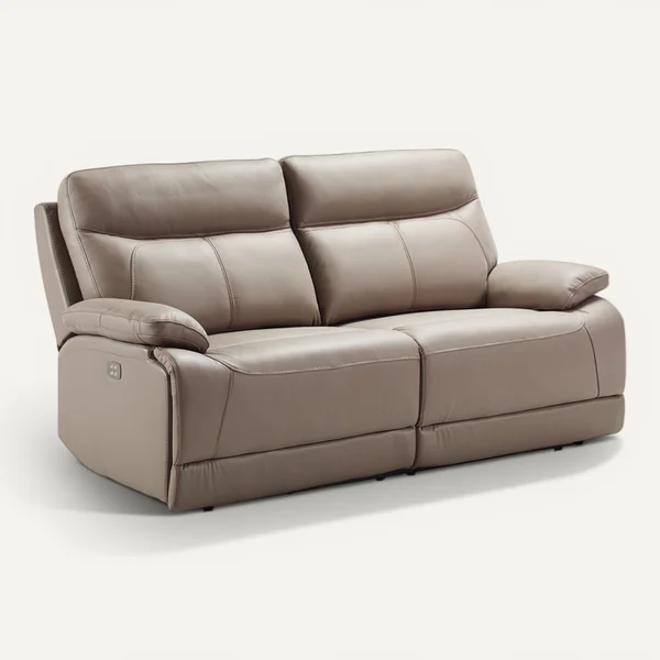 PEGANE Canapé De 3 Places (2 Relax Électriques) En Cuir/pvc Couleur Gris - L. 194 X P. 97 X H. 99 Cm