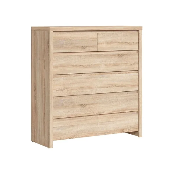 PEGANE Commode Chiffonier à 6 Tiroirs, Coloris Chêne Sonoma - L. 104,5 X P. 40,5 X H. 112 Cm