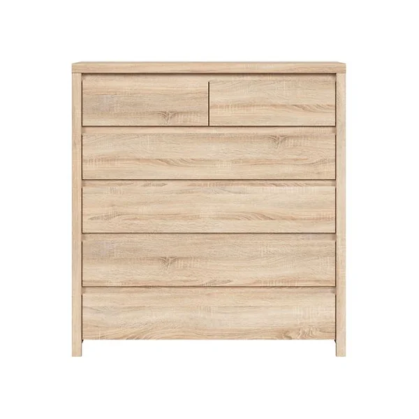 PEGANE Commode Chiffonier à 6 Tiroirs, Coloris Chêne Sonoma - L. 104,5 X P. 40,5 X H. 112 Cm