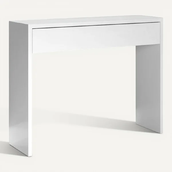 PEGANE Table Console, Meuble Console Avec 1 Tiroir Coloris Blanc - L. 100 X H. 76 X P. 30 Cm