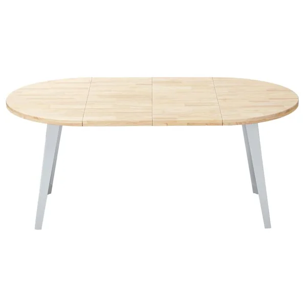 PEGANE Table à Manger Ronde Extensible Coloris Chêne Nordique, Pieds En Métal Blanc
