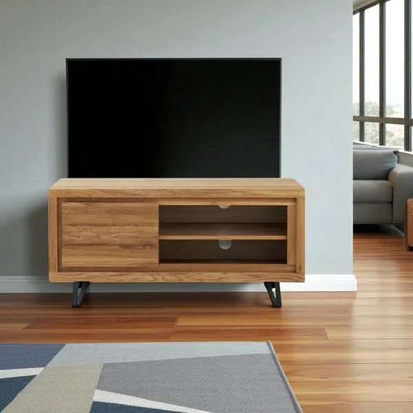 Petit meuble tv en bois avec rangement - motif frise ROSETO
