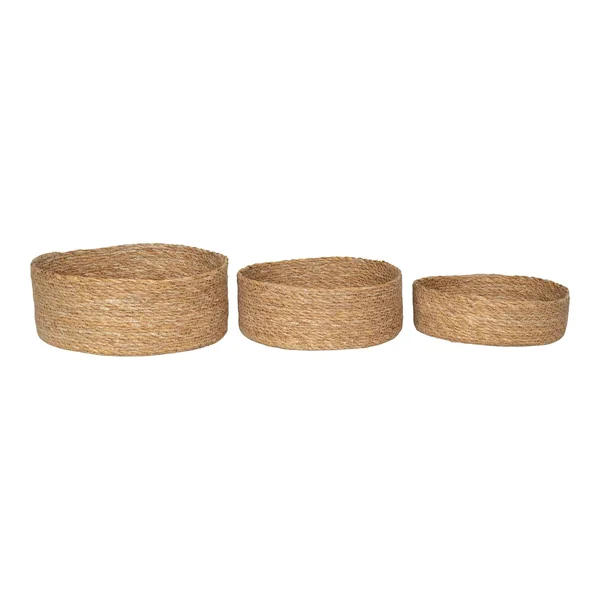 Petit panier de rangement rond en jonc de mer (lot de 3)