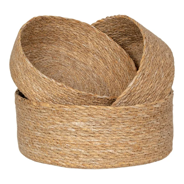 Petit panier de rangement rond en jonc de mer (lot de 3)