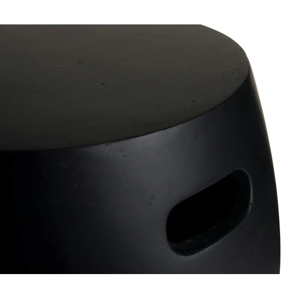 Petite table basse de jardin béton noir forme tonneau HERCULE