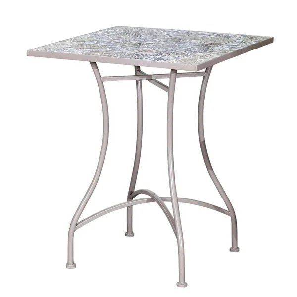 Petite table de jardin carreaux de ciment bleu et taupe 58 cm GRENADE