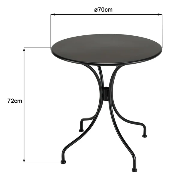 Petite table de jardin métal noir forme ronde D70 cm GIJON