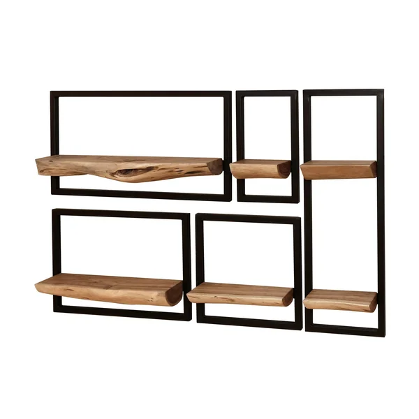 Petite étagère murale bois métal (lot de 5) MELBOURNE