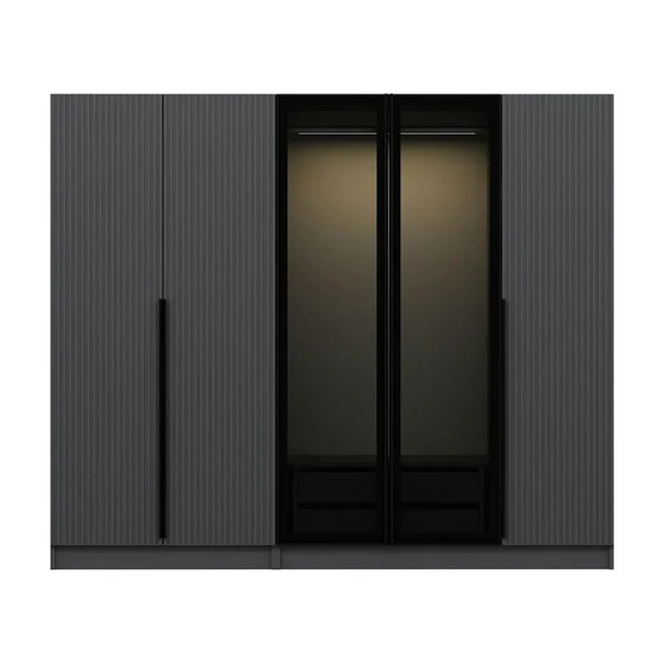 PIER IMPORT Armoire Dressing Design Gris 2 Portes Verre Byron