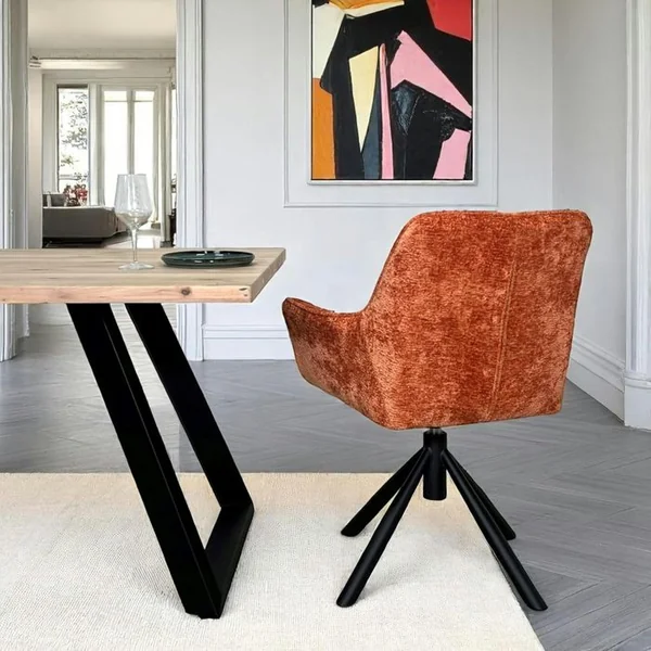 PIER IMPORT Fauteuil De Table Pivotant Tissu Terracotta (lot De 2) Iena