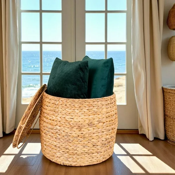 PIER IMPORT Panier De Rangement Avec Couvercle – Fibres Naturelles Bruges