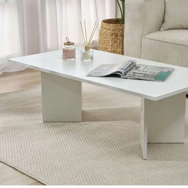PIER IMPORT Table Basse Moderne Blanche Effet Laque - Pieds En V Marfa