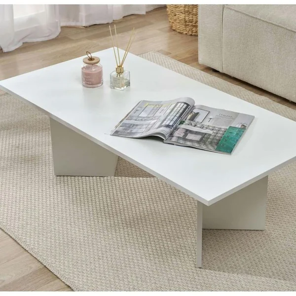 PIER IMPORT Table Basse Moderne Blanche Effet Laque - Pieds En V Marfa