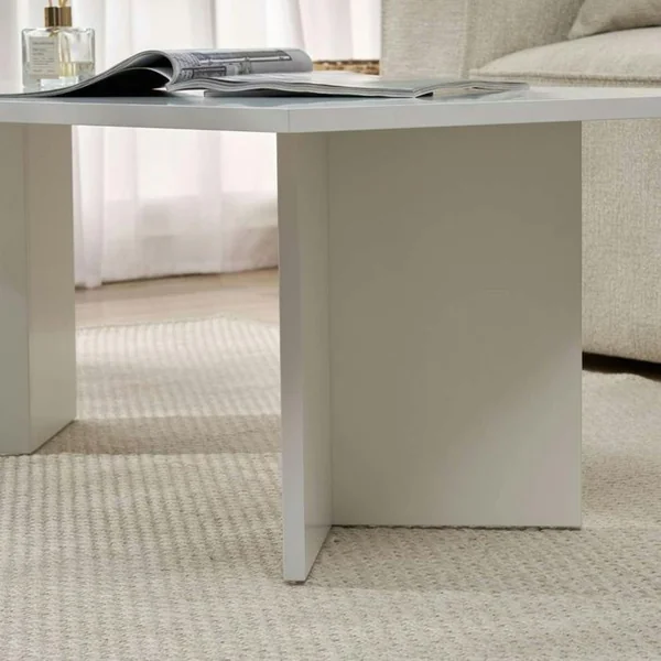 PIER IMPORT Table Basse Moderne Blanche Effet Laque - Pieds En V Marfa