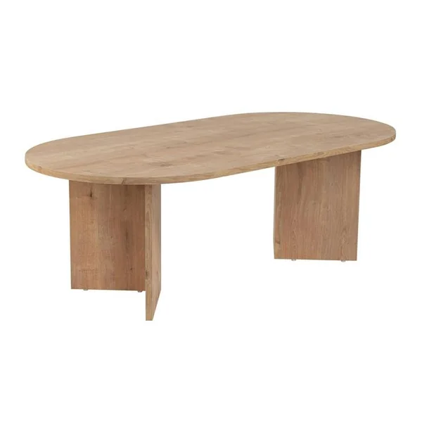 PIER IMPORT Table Basse Ovale Effet Chêne Clair - Pieds En V Marfa