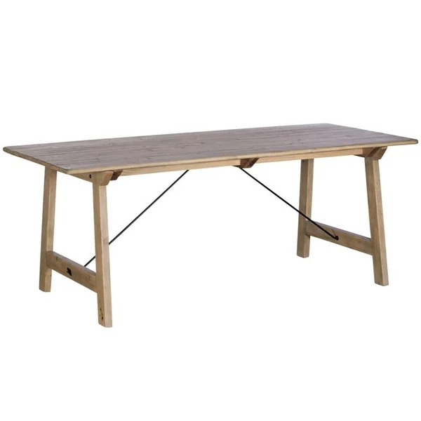 PIER IMPORT Table à Manger En Bois Recyclé Clair Tréteaux 200 Cm Salerne