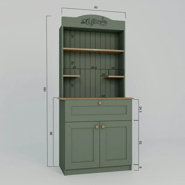 PIER IMPORT Vaisselier De Cuisine Vert Sauge, Niche Machine à Café Varen