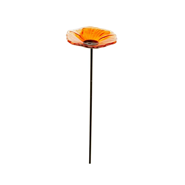 Pique de jardin en verre forme fleur couleur - Ø 8 x H 31 cm