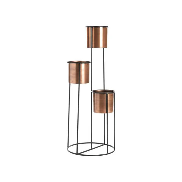 Porte-plante trio en métal cuivré - Ø 35 x H 89 cm