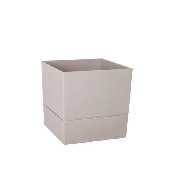 Pot carré en plastique à réserve d'eau coloris grège Poetic Aquaduo - 24,3 cm