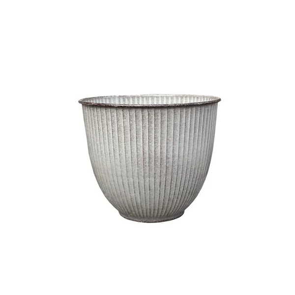 Pot coloris beige en métal recyclé Chiari - 15 x 15 x 1 cm